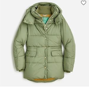 J. Crew Chateau Puffer Coat, size medium tall in color General Surplus